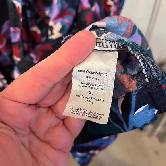 Free Assembly Dark Floral Maxi Midi Dress Cotton Pockets Size XL 16-18 - Picture 6 of 10